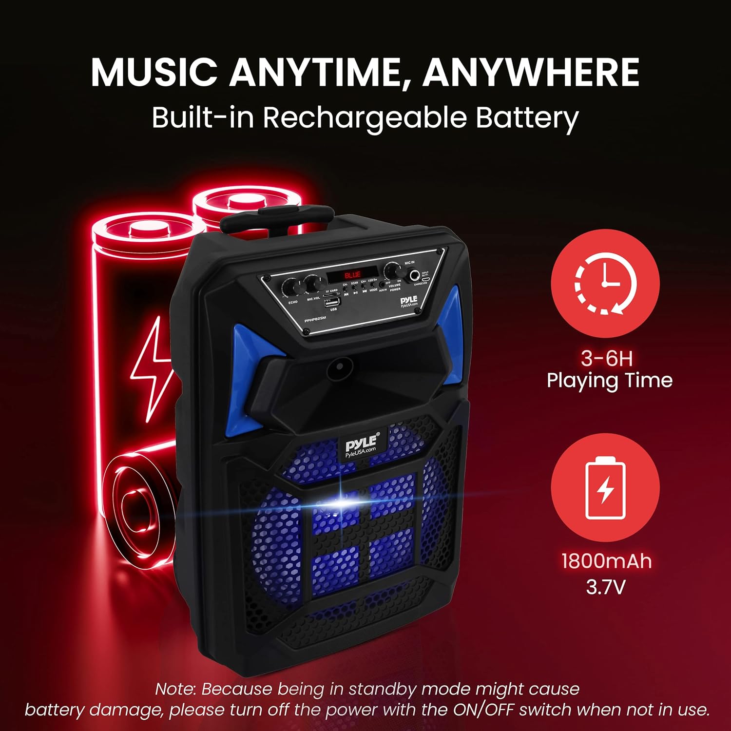 400W Portable Bluetooth PA Speaker System with Microphone and Rolling Wheels L2660