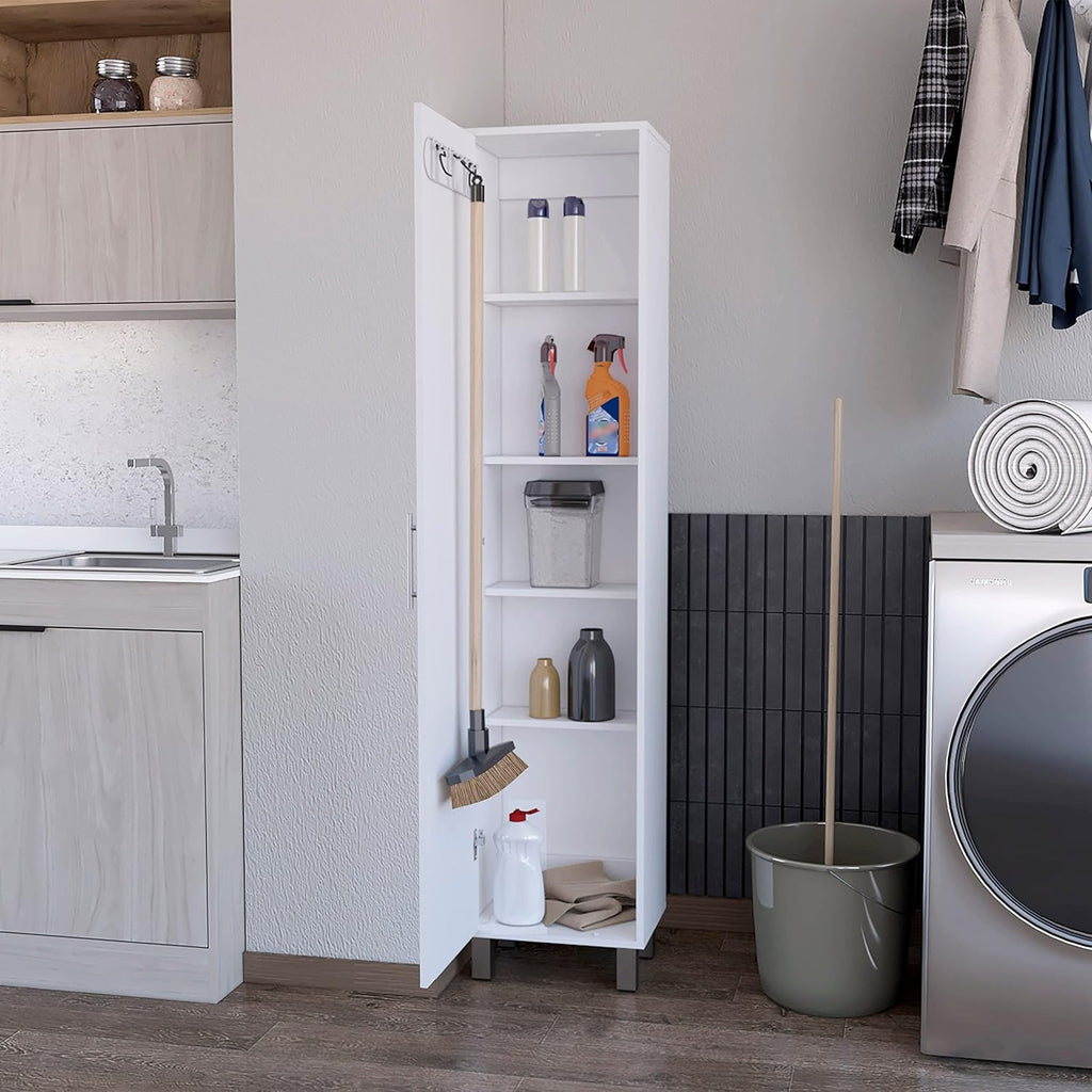 White Single Door Tall Storage Cabinet L345109