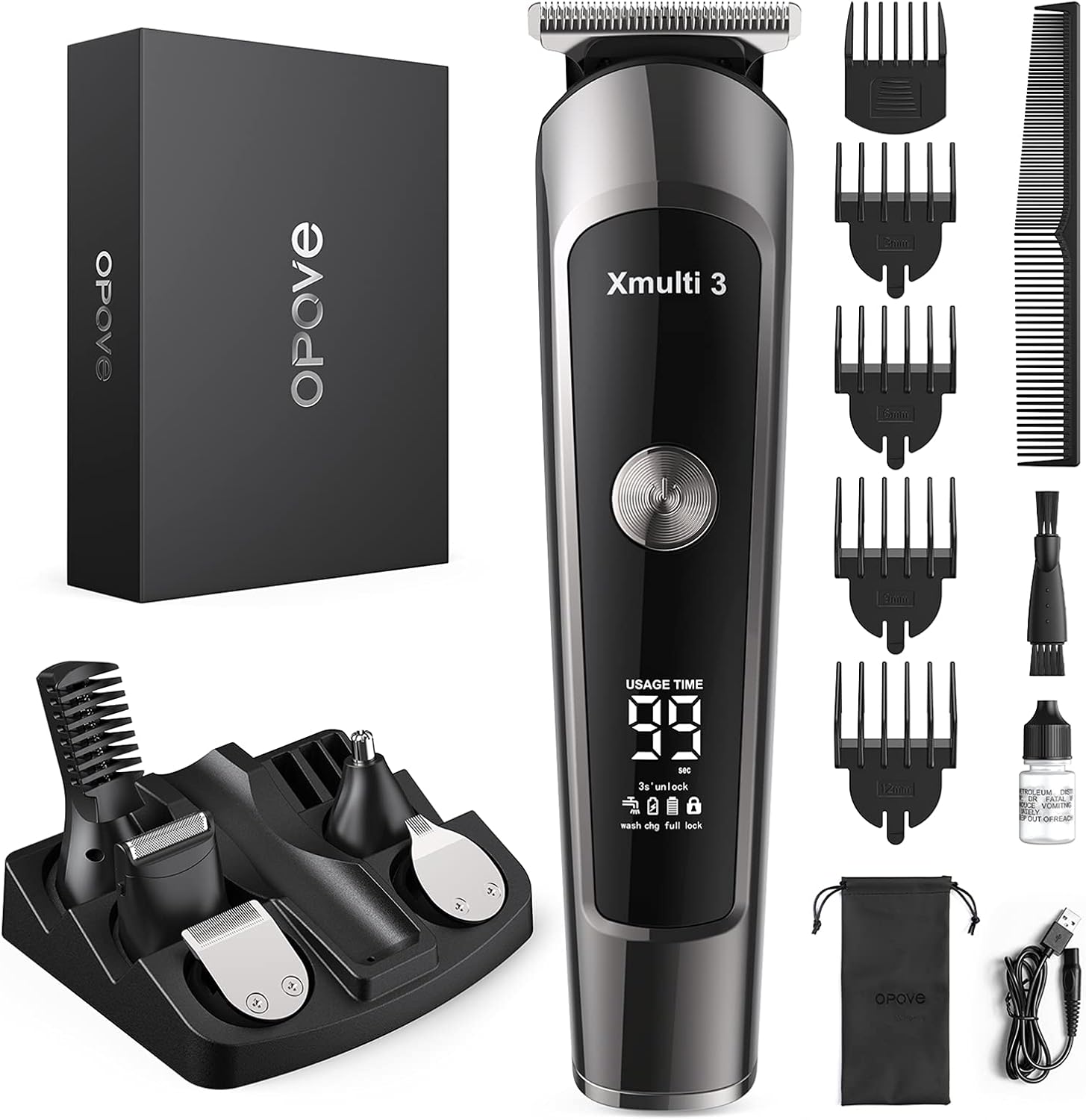 Electric Beard Trimmer, All-in-1 Multi-Grooming Hair Trimmer Kit, Cordless Clippers with Waterproof X25855