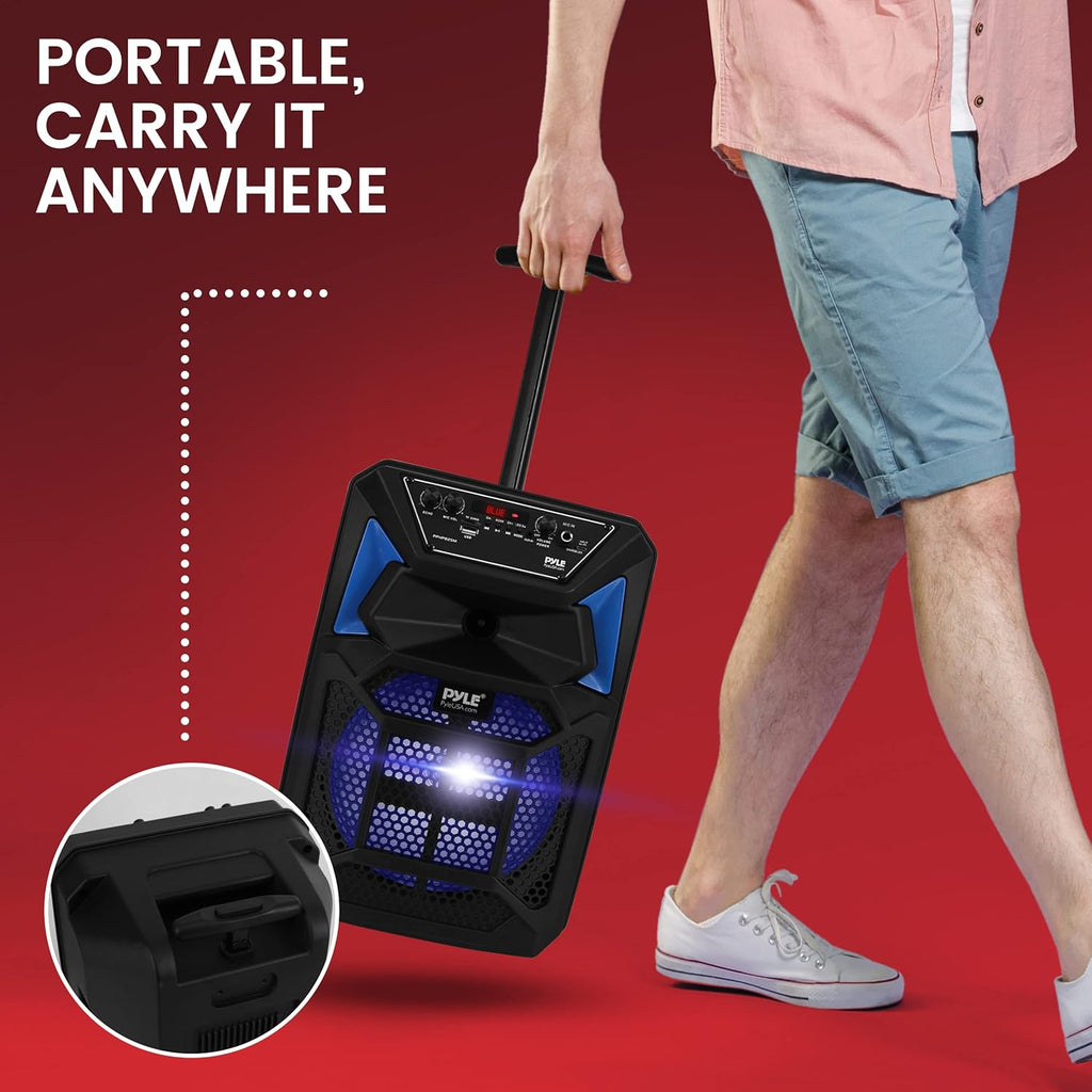 400W Portable Bluetooth PA Speaker System with Microphone and Rolling Wheels L2660