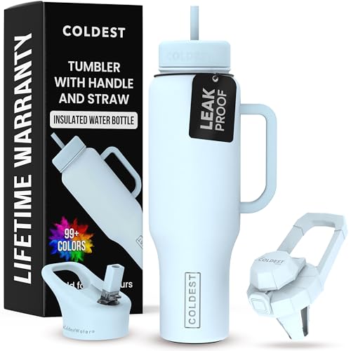 40 oz Stainless Steel Tumbler with Handle and Straw S65678