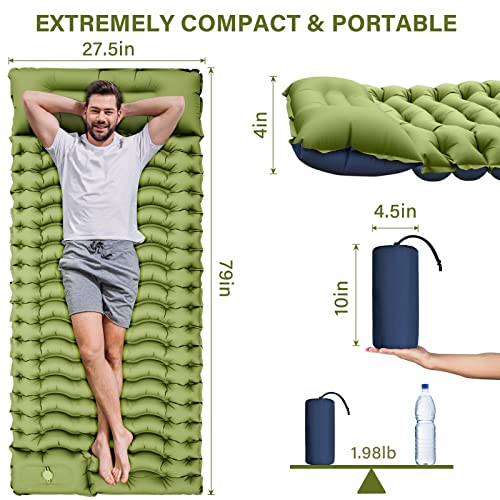 Ultralight Inflatable Sleeping Pad with Built-in Pillow Foot Pump O1868