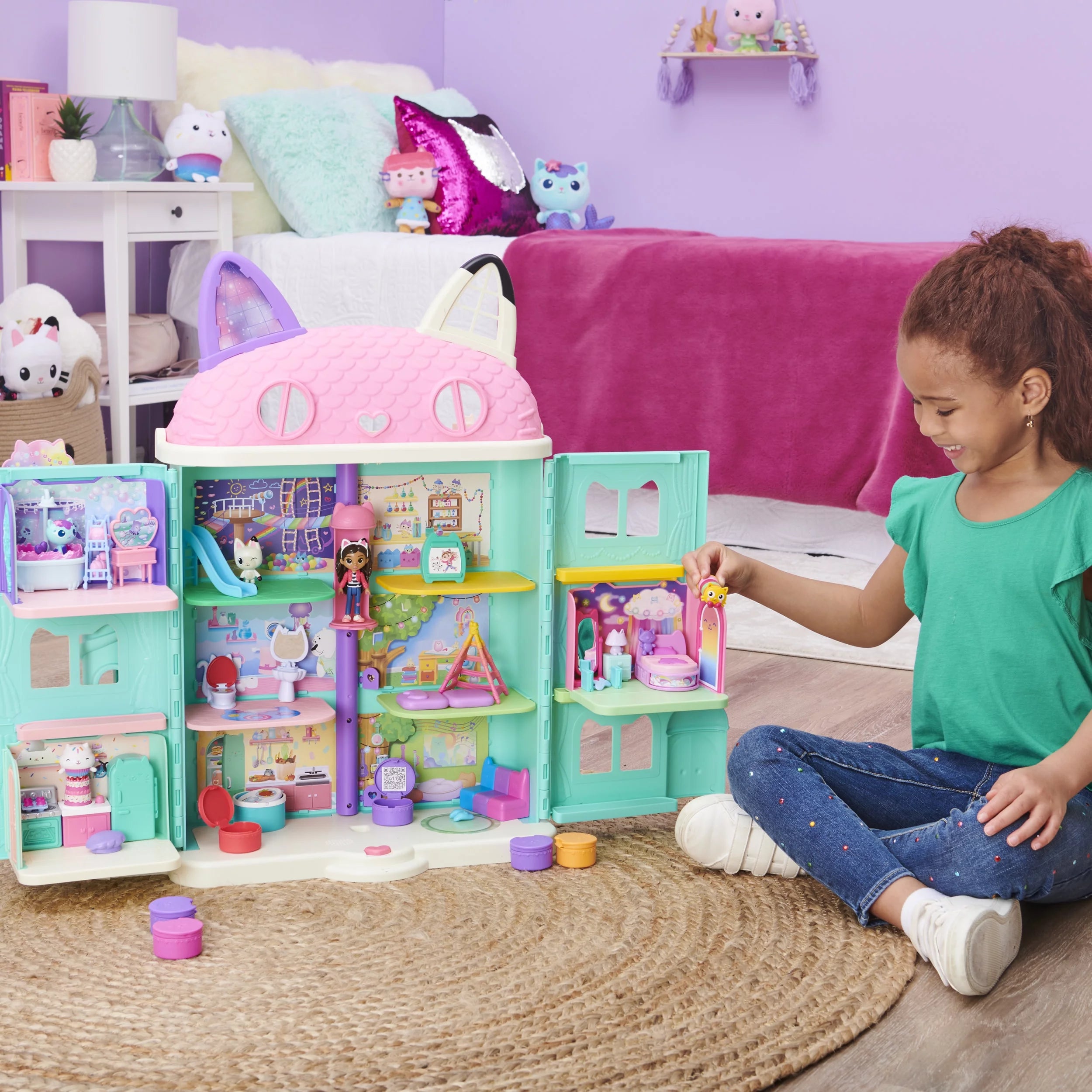 Sweet Dreams Bedroom with Pillow Cat Figure and 3 Accessories, 3 Furniture and 2 Deliveries K769