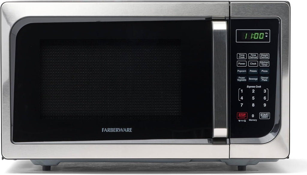 900 Watts 0.9 cu ft Countertop Microwave with LED Lighting & 10 Quart Slow Cooker with Lid Lock N9016