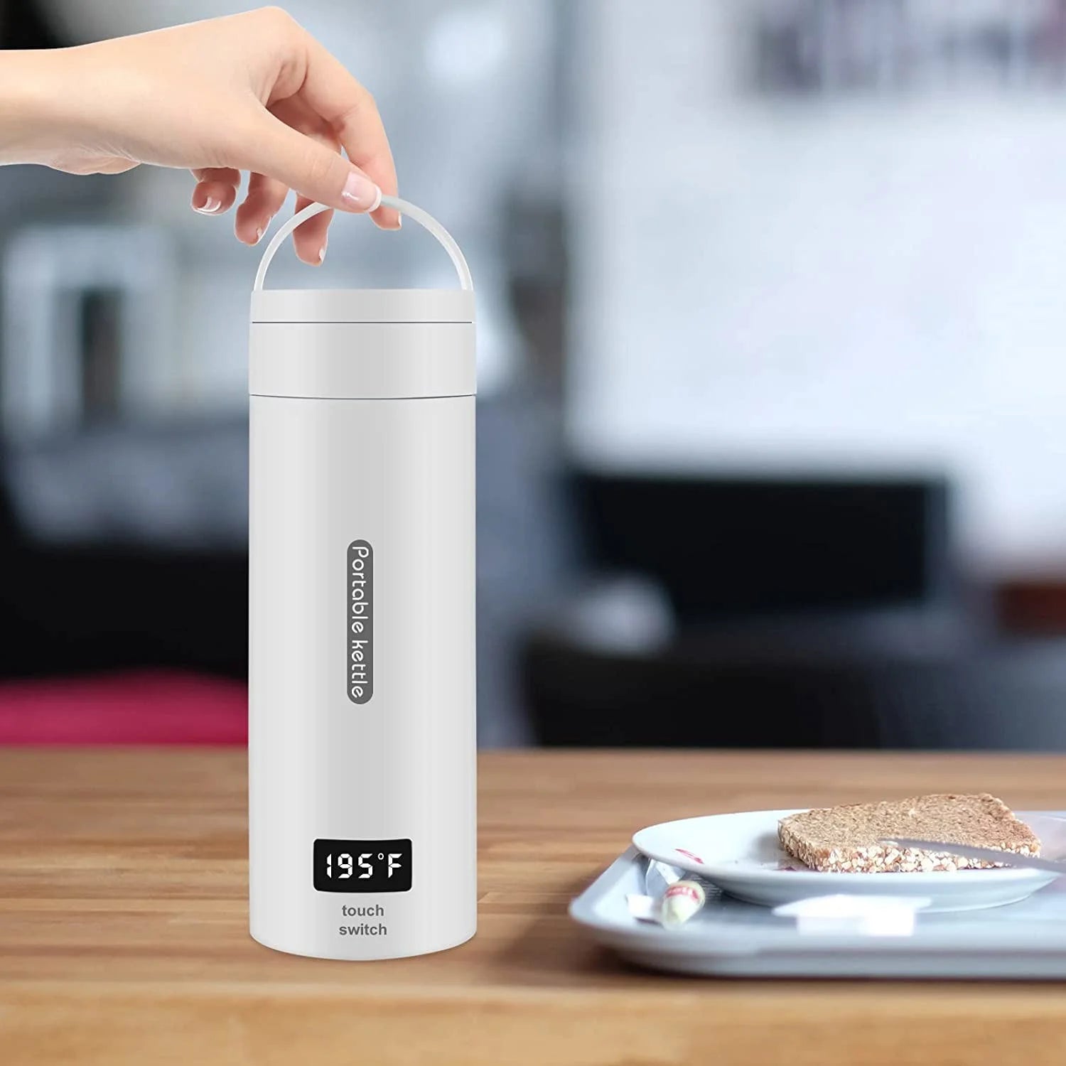 Portable Electric Kettle, 380ML Small Mini 304 Stainless Hot Water Maker F8229