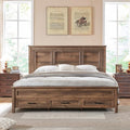 Antique Brown King Size Wood Platform Bed Frame with Headboard and Storage Drawers F960