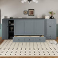 White Solid Pine Queen Size Murphy Bed with USB and Drawers I48089