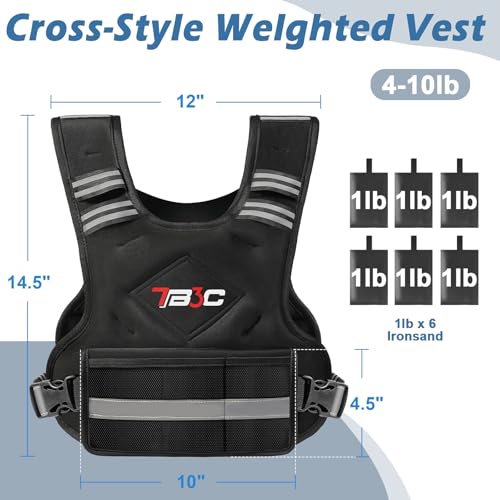 Adjustable Weighted Vest with 6 Ironsand Weights D7941