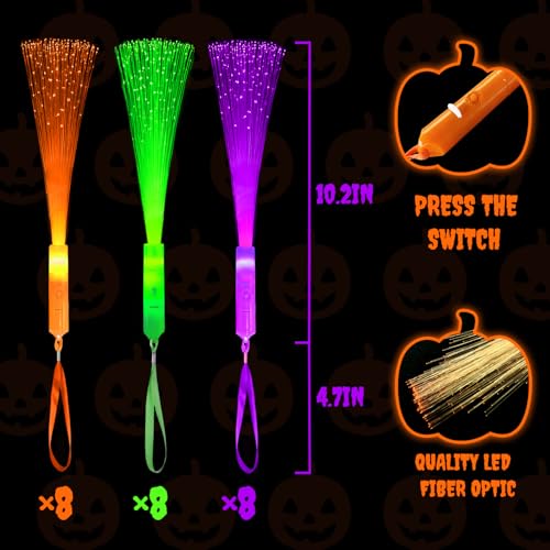 12 Pack Red White Green Fiber Optic Glow Sticks T81288