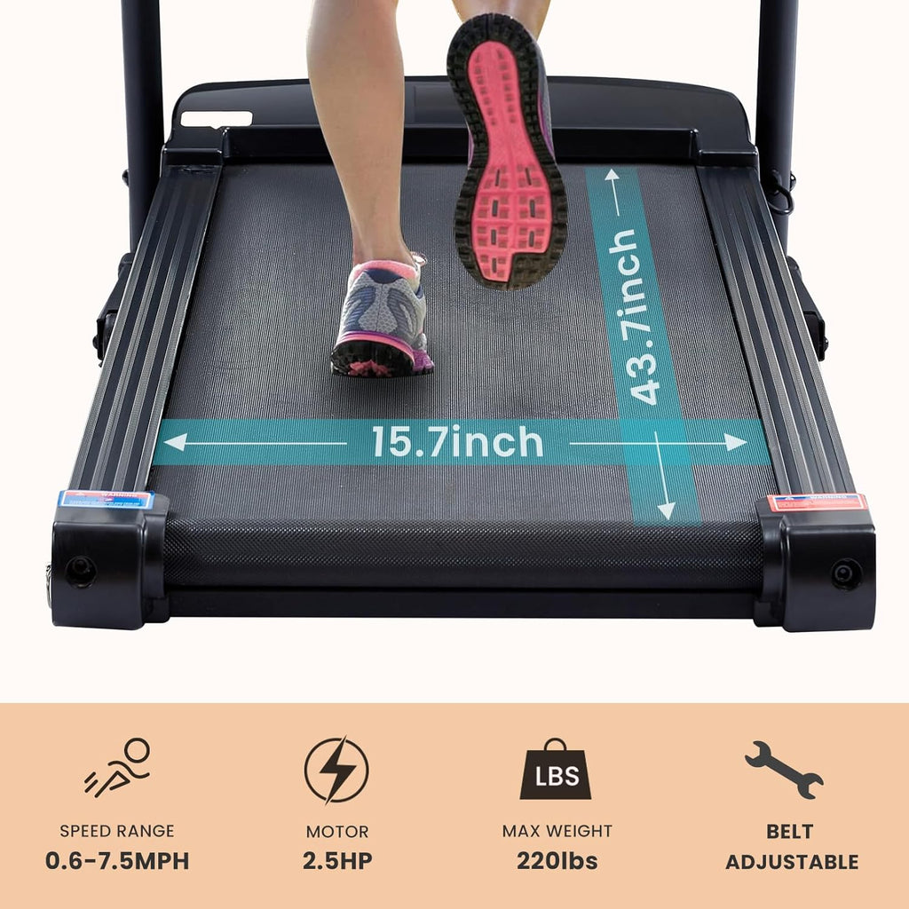 2.5 HP folding treadmill with 3-speed incline adjustment and 12 preset programs P2609