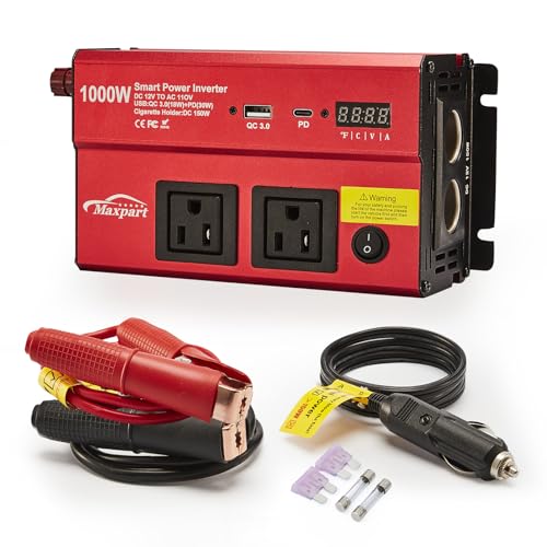 1000w 12v DC to 110v Power Inverter with Dual AC Outlets USB and Type-C F44029