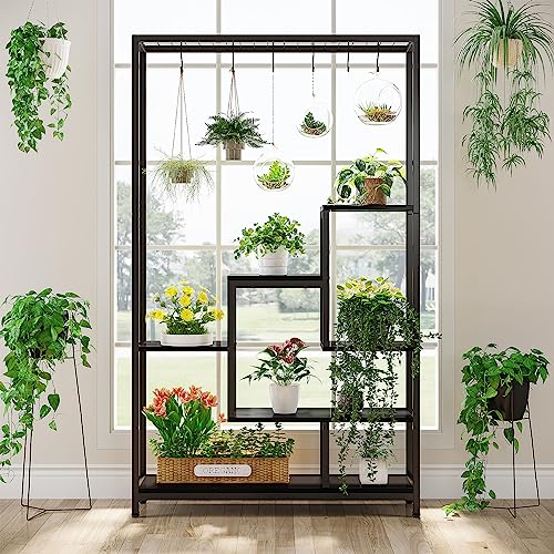 5-Tier Tall Metal Plant Stand, 70.9”, Black Z573435