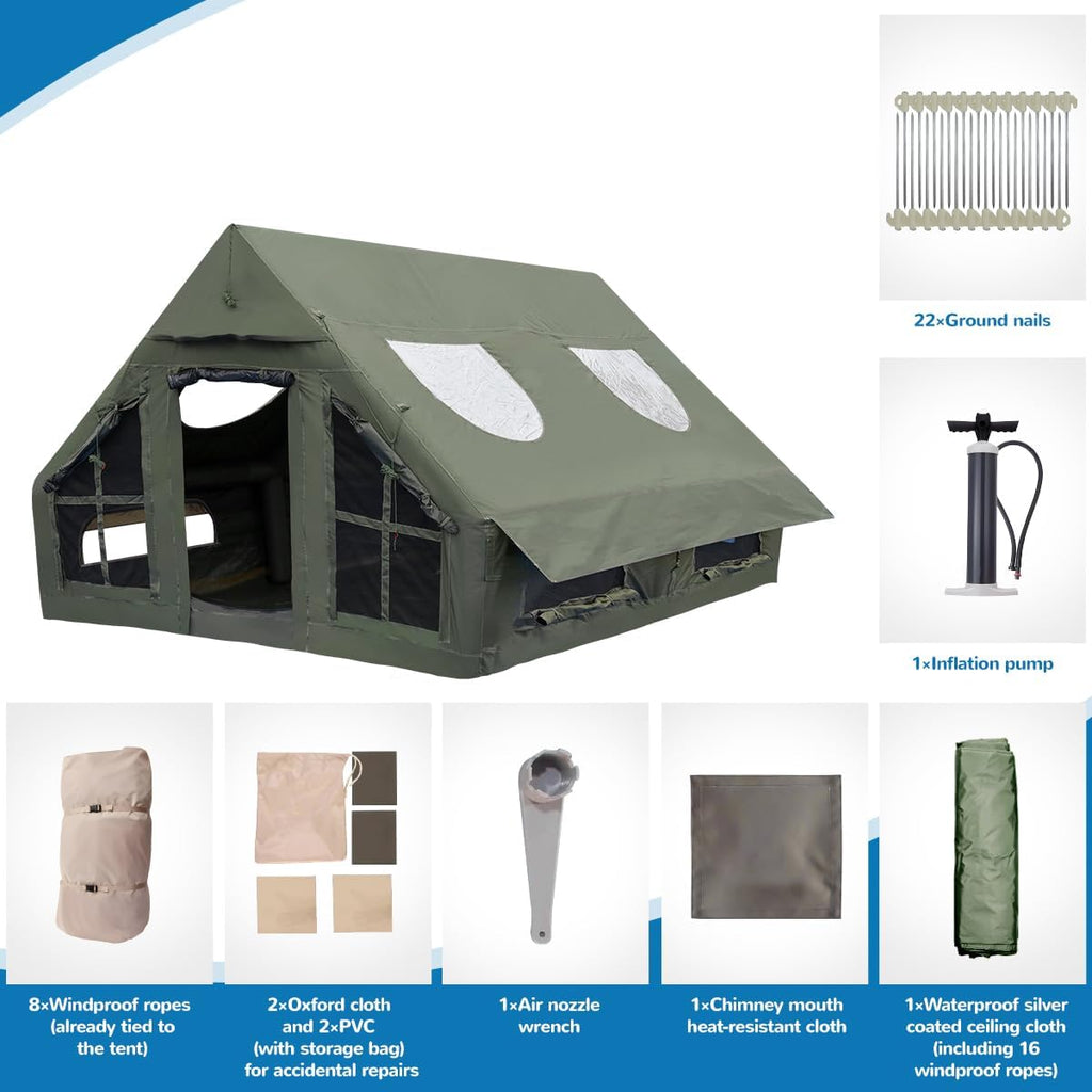 Inflatable Camping Tent with Pump, 4 Season, Waterproof Q9221