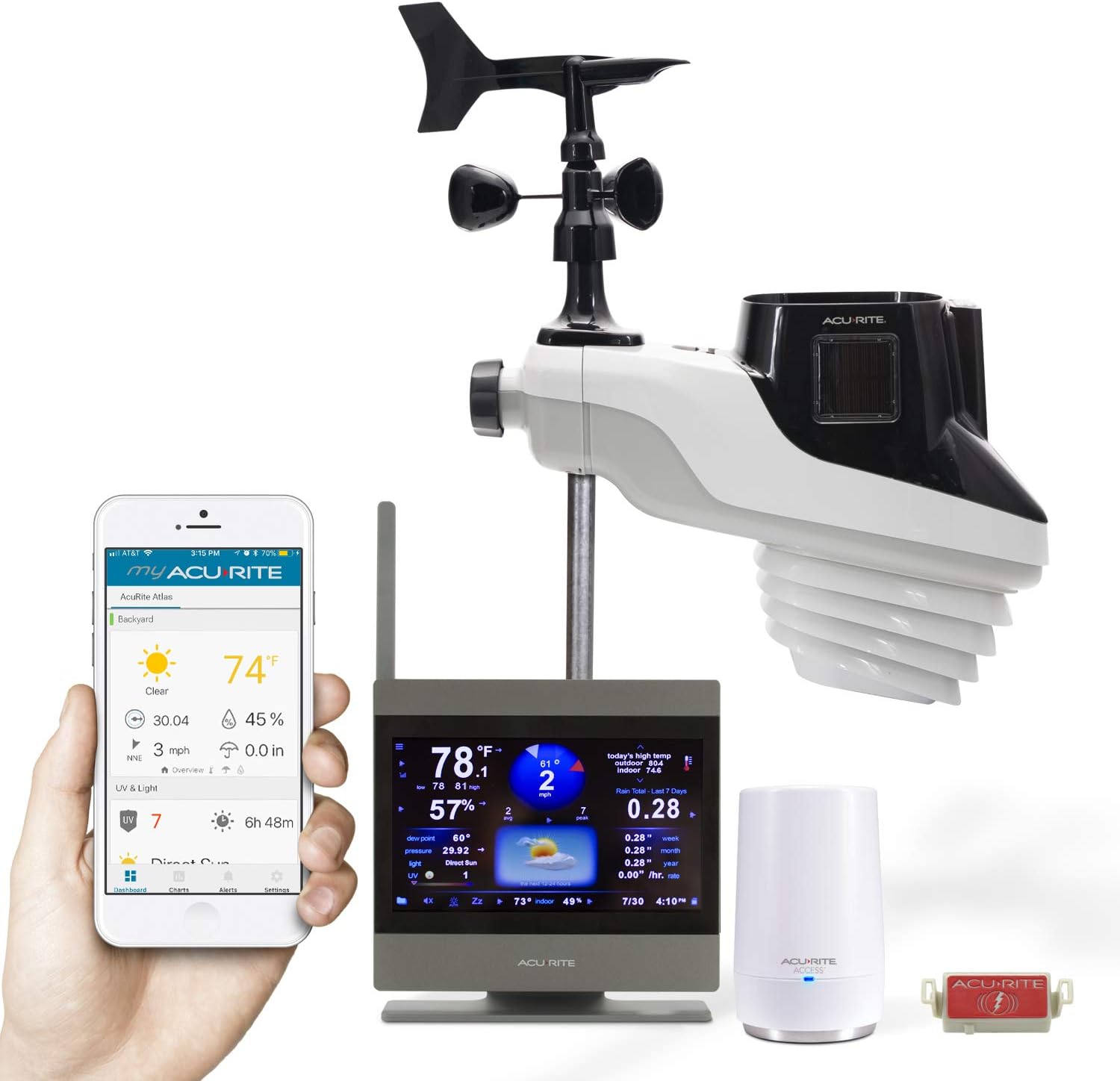 Weather Station with Temperature and Humidity Gauge, Rainfall, Wind Speed, Direction & Lightning Detection O313
