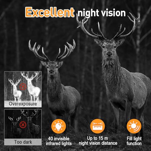 2.7K 48MP Night Vision Motion Activated Trail Camera with 64GB Micro SD Card P913