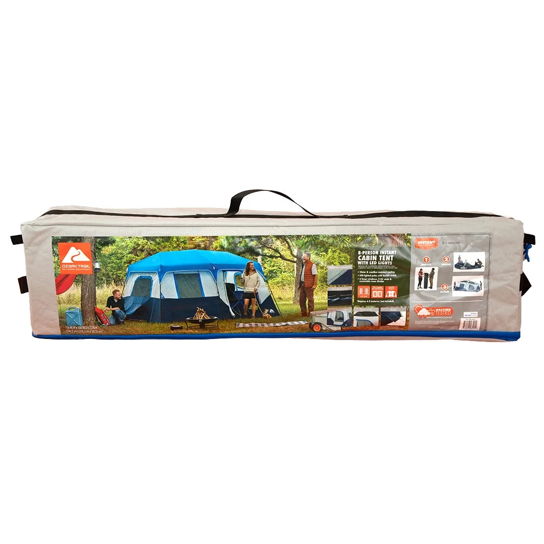 13' x 9' 8-Person Cabin Tent with LED Lighted Poles Q63192