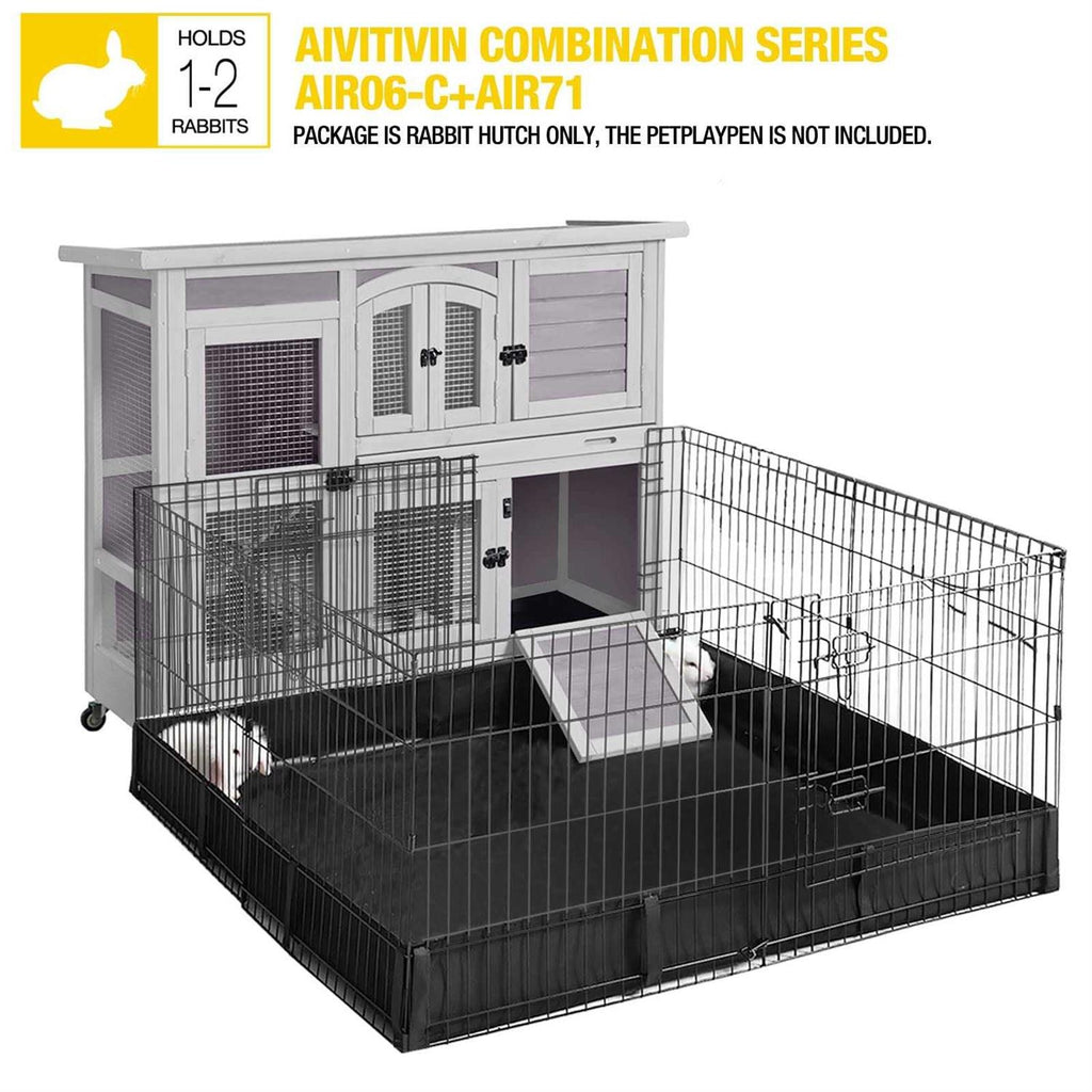 47 Two Story Rabbit Hutch Bunny Cage with Wheels L802