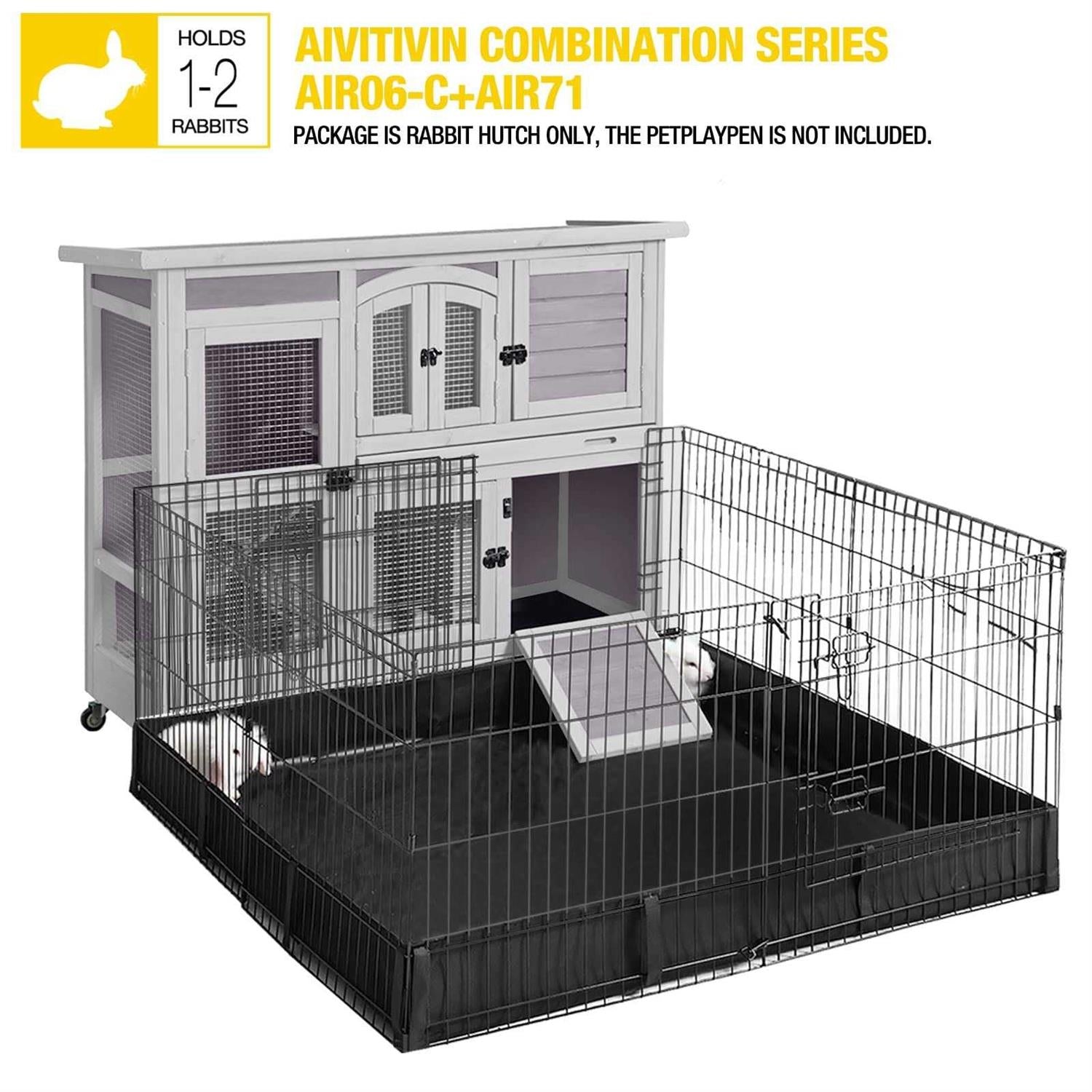 47 Two Story Rabbit Hutch Bunny Cage with Wheels L802