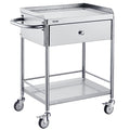 Stainless Steel Utility Cart with Wheels, 2 Shelves, 1 Drawer N2046