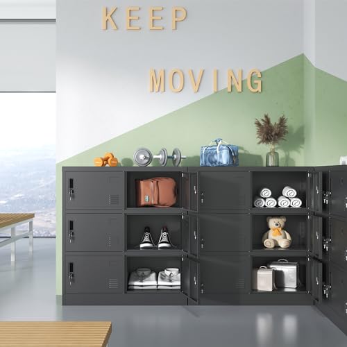 Black Steel Office Storage Locker with Doors S430