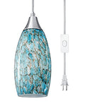 Glass Plug in Pendant Light with Handcrafted Art Glass Shade D626916