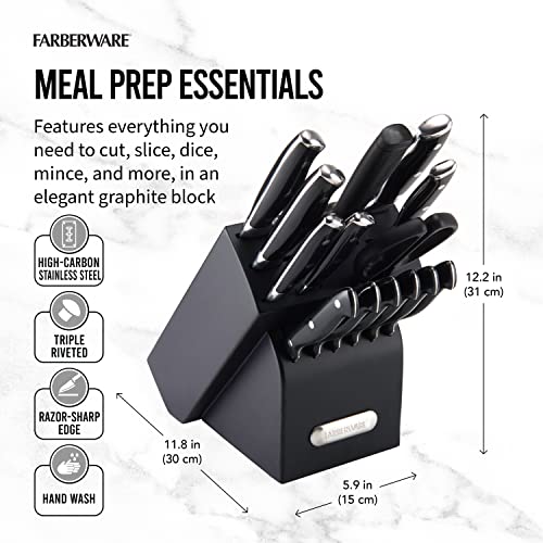 15-Piece High Carbon-Stainless Steel Knife Set with Wood Block D16699