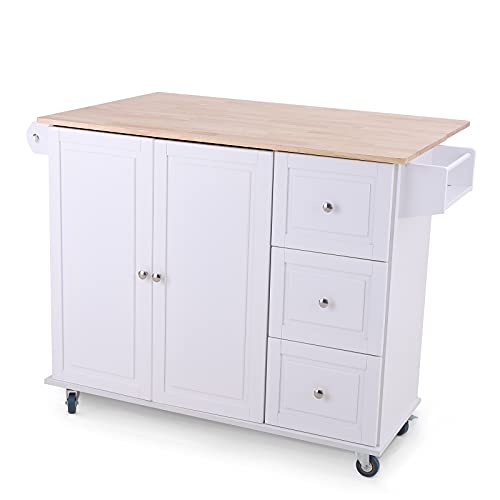 Grey Rolling Kitchen Cart with Drop Leaf, 2 Doors, 3 Drawers F247