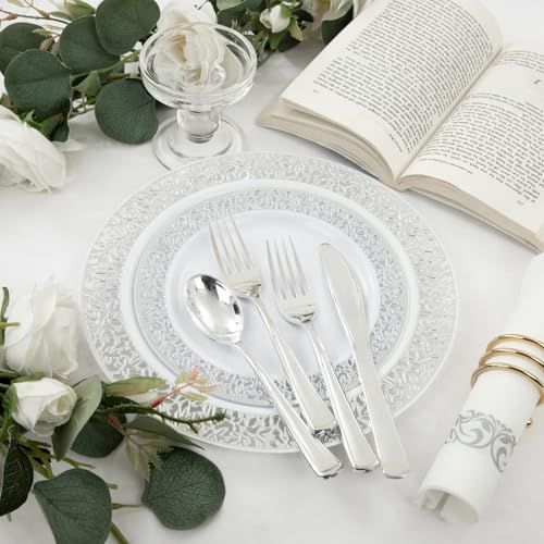 350pcs Silver Party Dinnerware Set B44653