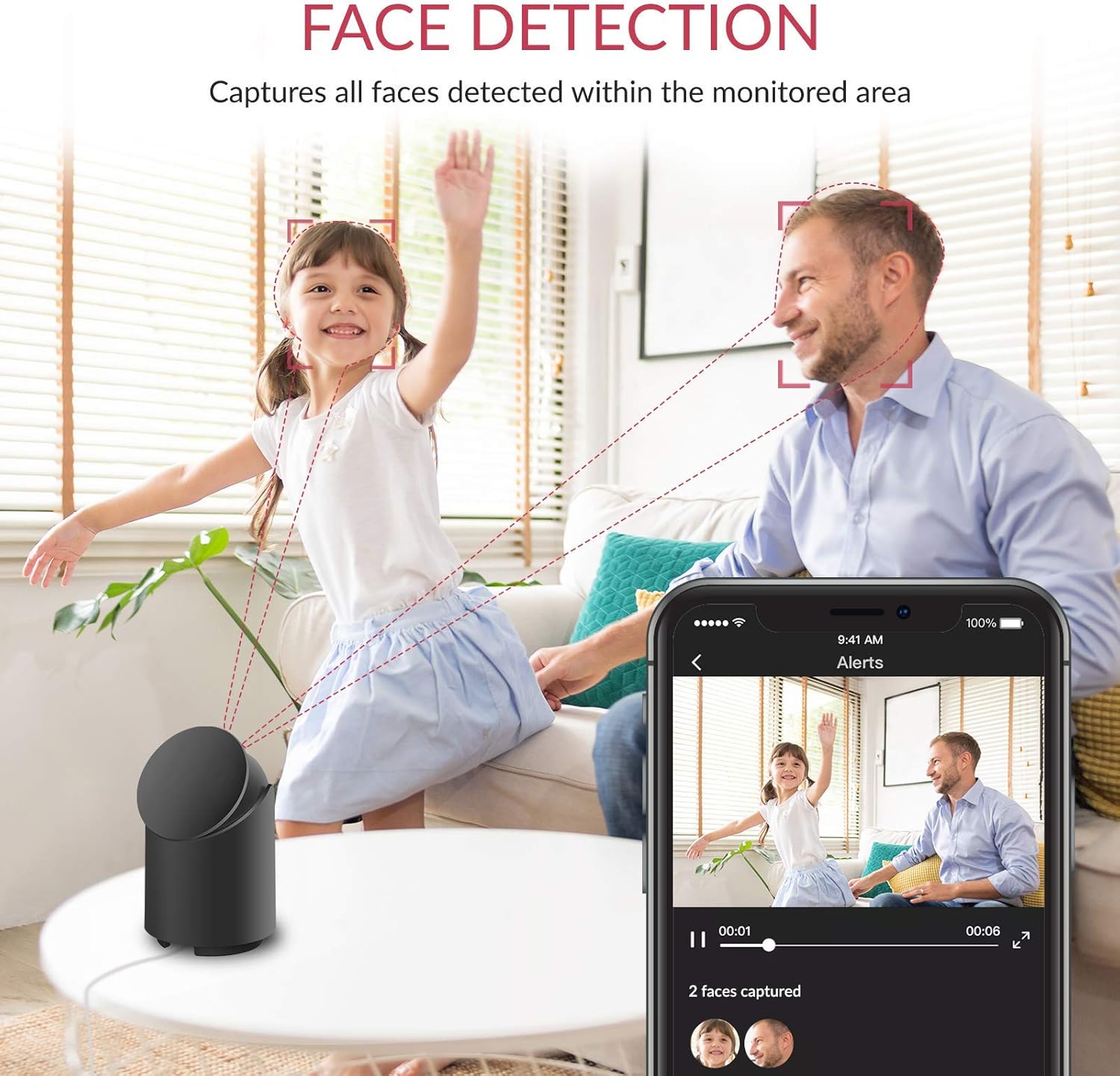 2K WiFi Indoor Security Camera 360-degree with Night Vision, 2-Way Audio, 2pc G60374