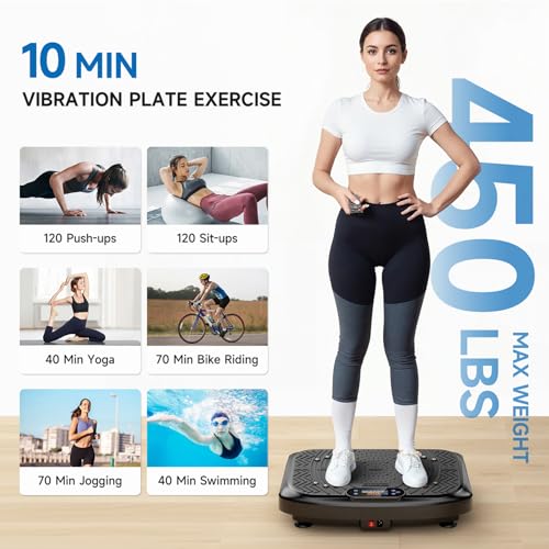 Vibration Plate Exercise Machine with 199 Adjustable Speeds, 450 Lbs Capacity N772