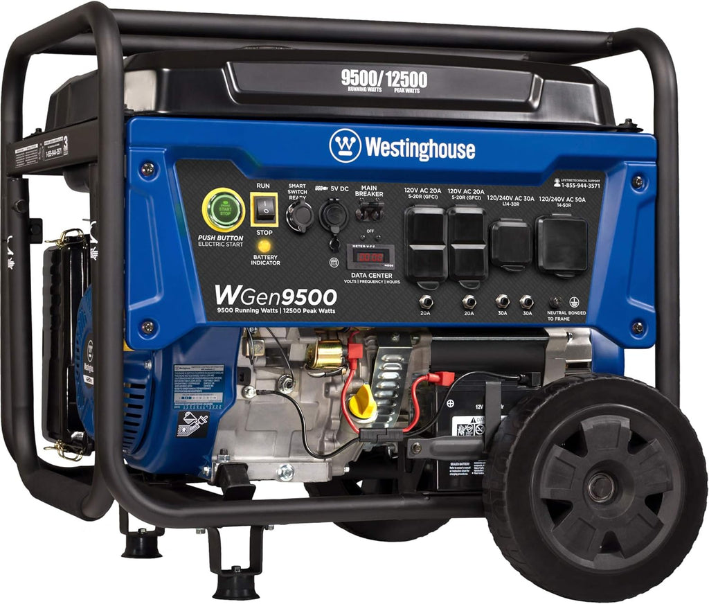 Dual Fuel Portable Generator 9500 Rated 12500 Peak Watts Electric Start N867076