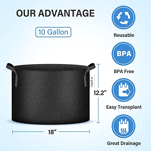 5 Gallon 10-Pack Tan Heavy Duty Nonwoven Fabric Pots with Strap Handles D819528