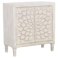 White Wood Accent Cabinet with Floral Carved Door V862