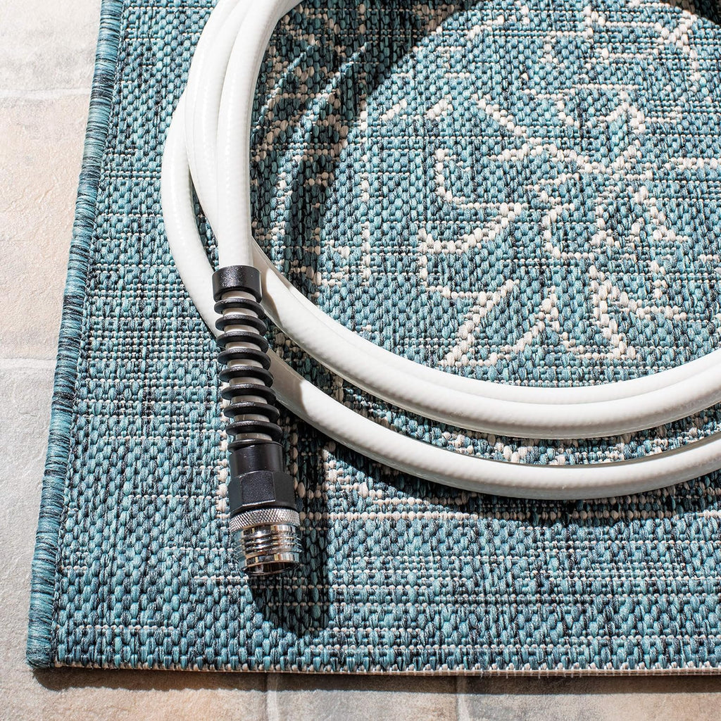 6'7" x 9'6" Turquoise Area Rug W2508