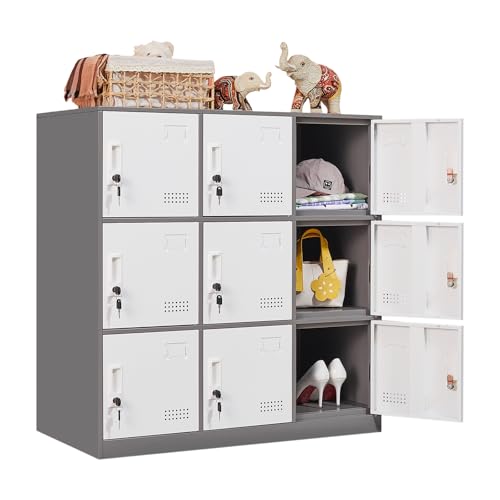 9 Door Grey & White Steel Locker E28197