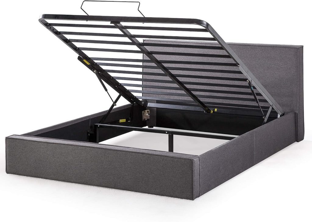 Queen Upholstered Platform Bed Frame with Hydraulic Lifting Storage H23575