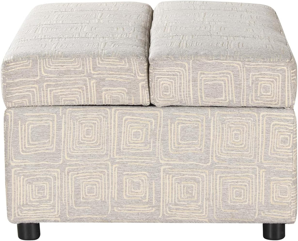 Twin Size Folding Ottoman Sleeper Bed with Mattress Convertible Guest Bed Light Gray Couch Sofa X483019