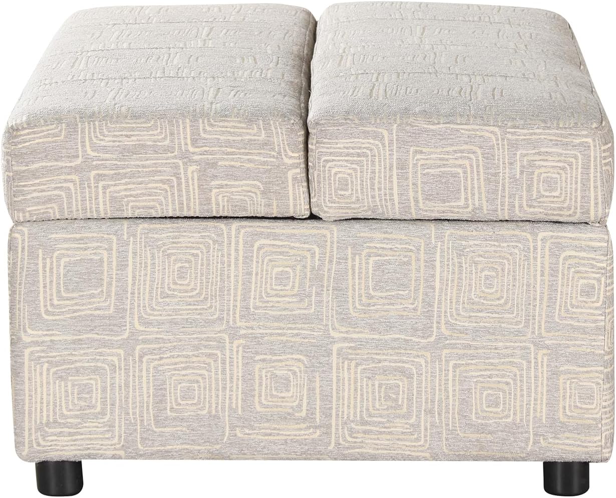 Twin Size Folding Ottoman Sleeper Bed with Mattress Convertible Guest Bed Light Gray Couch Sofa X483019