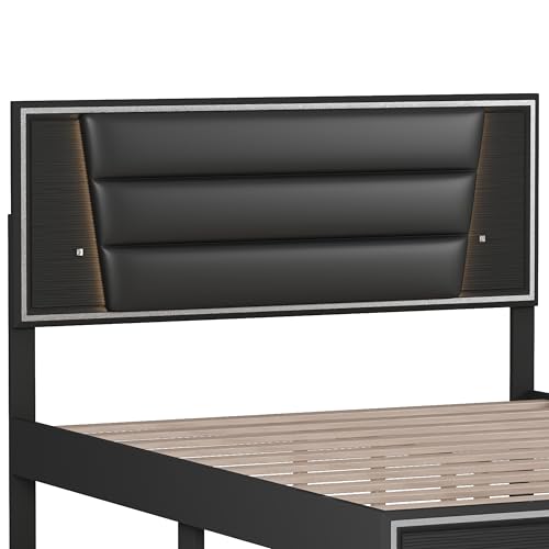 3-Pieces Queen Size Upholstered Bedroom Sets with LED Lights Y64225