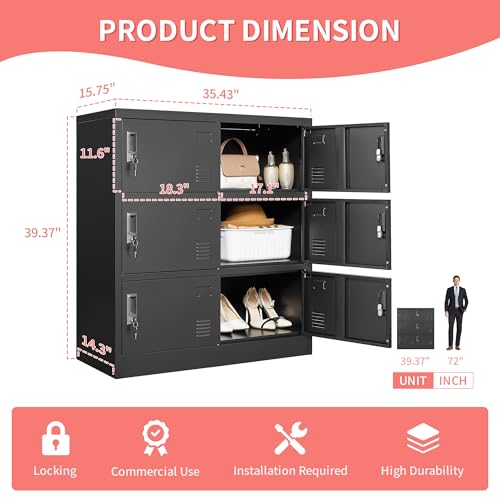 Black Steel Office Storage Locker with Doors S430