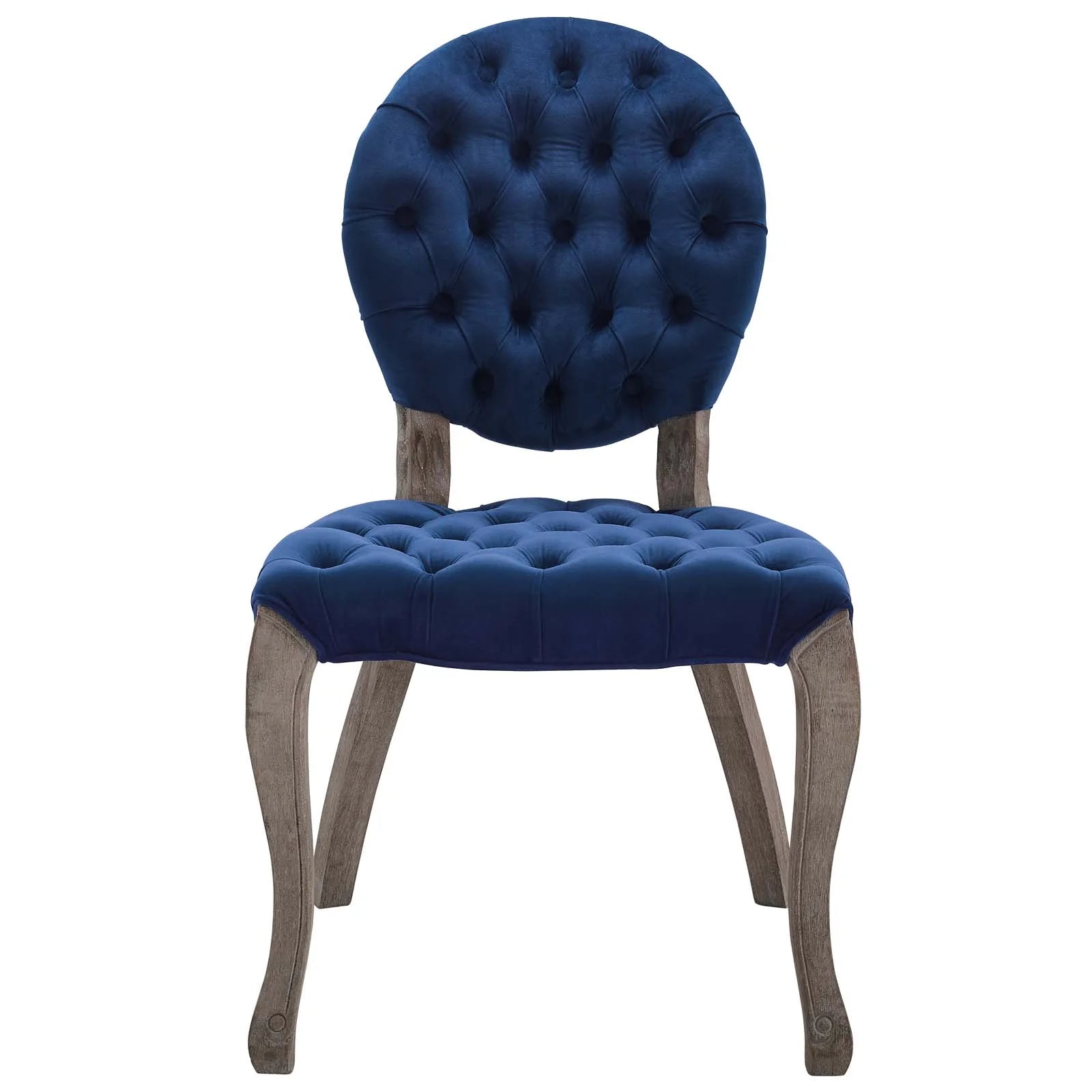 Navy Blue Velvet Wood Side Chair X7724