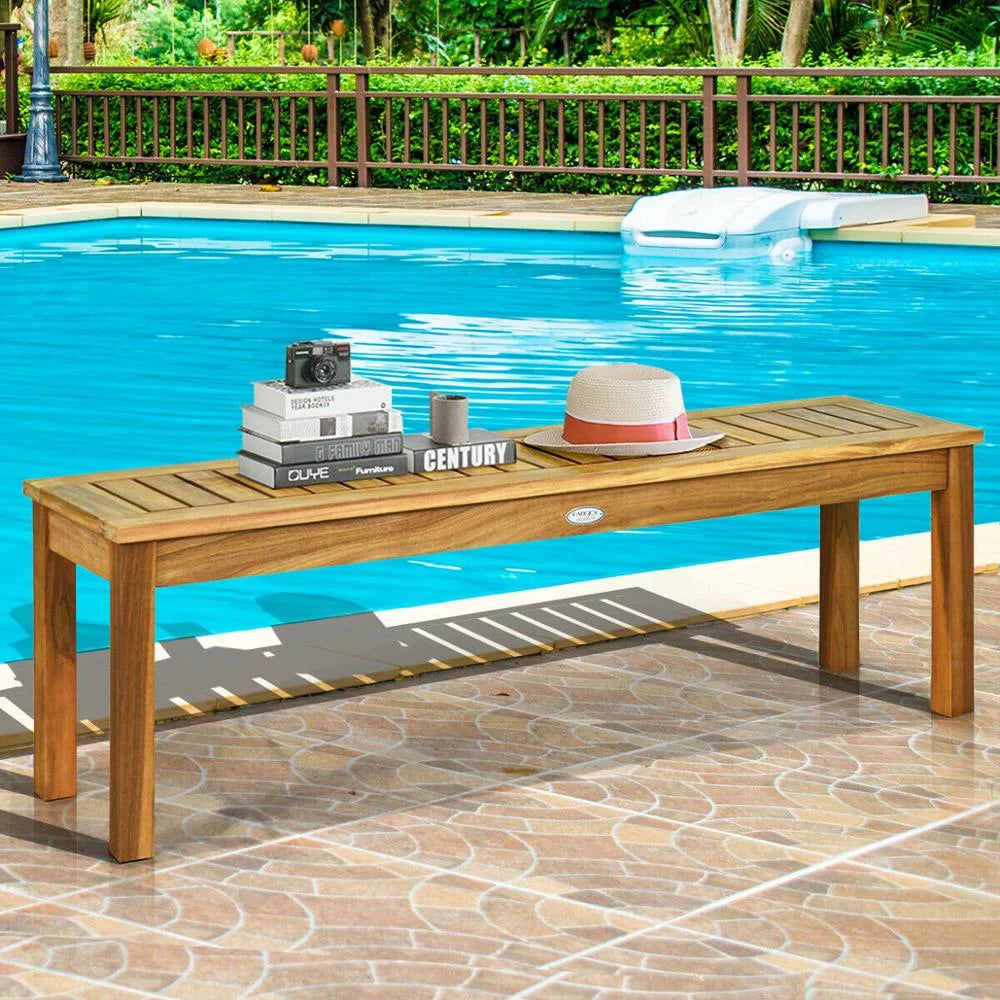 Outdoor Acacia Wood Dining Bench with Slatted Seat P684