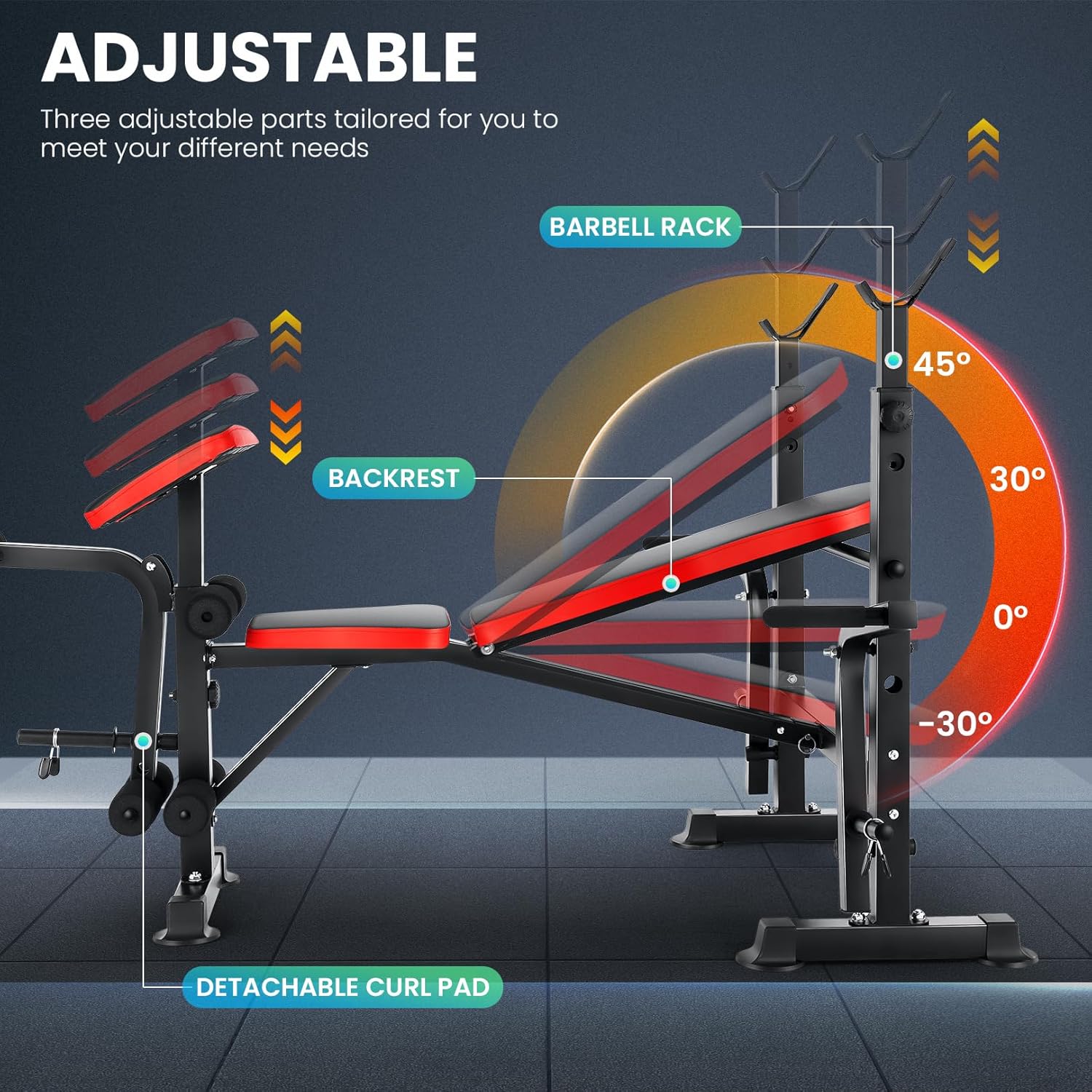 Adjustable Olympic Weight Bench Set with Preacher Curl & Leg Developer Z275889