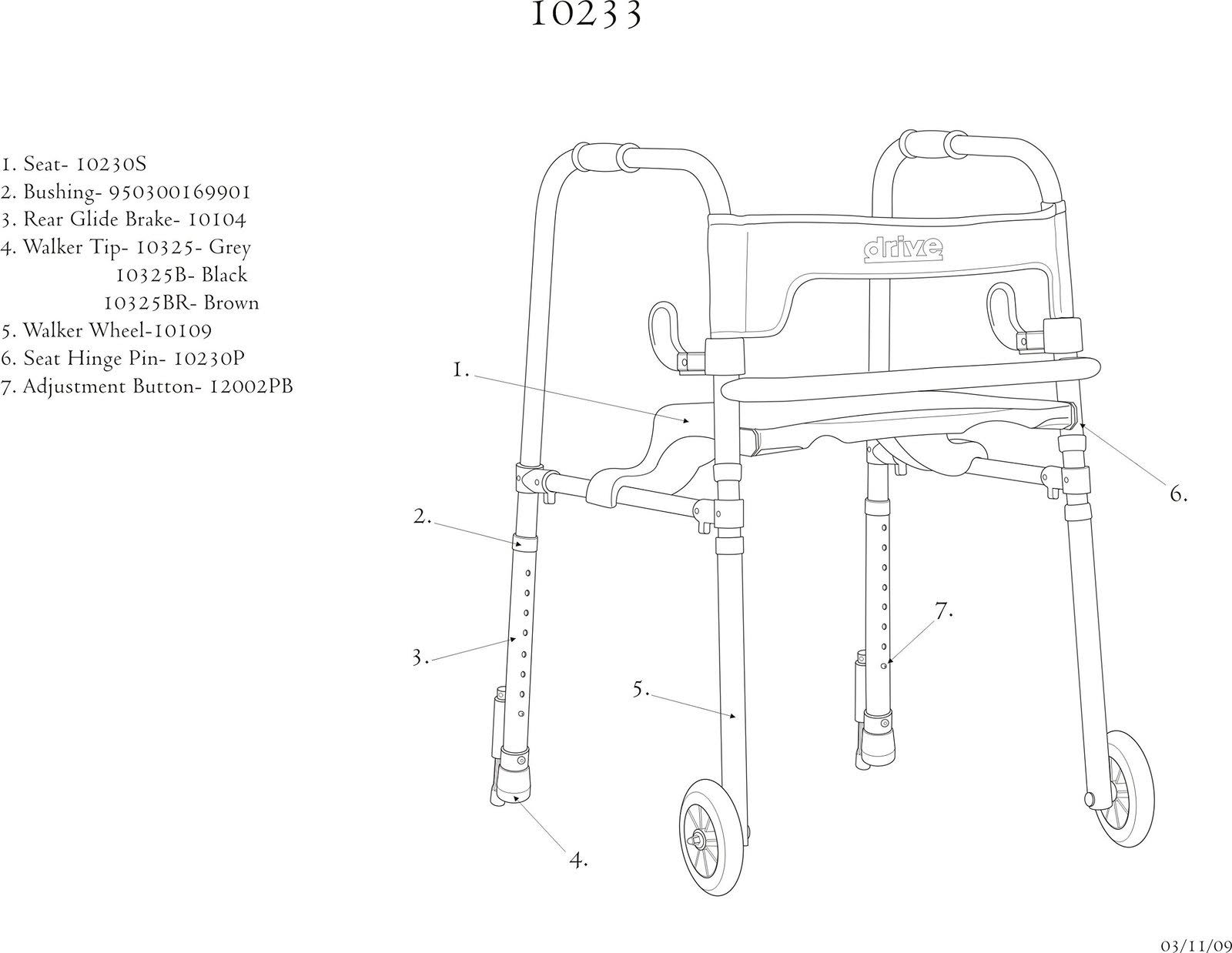 Rollator Walker with Seat and Push Down Brakes W2515