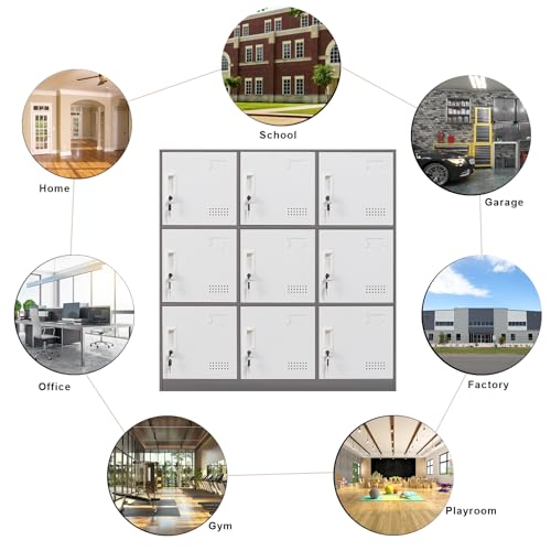 9 Door Grey & White Steel Locker E28197