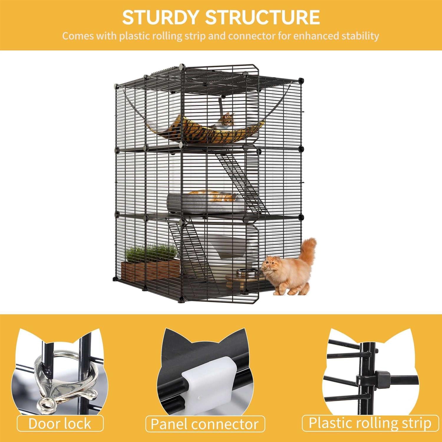 Cat Cage Cat Enclosures Cat Kennel with Extra Large Hammock F450698