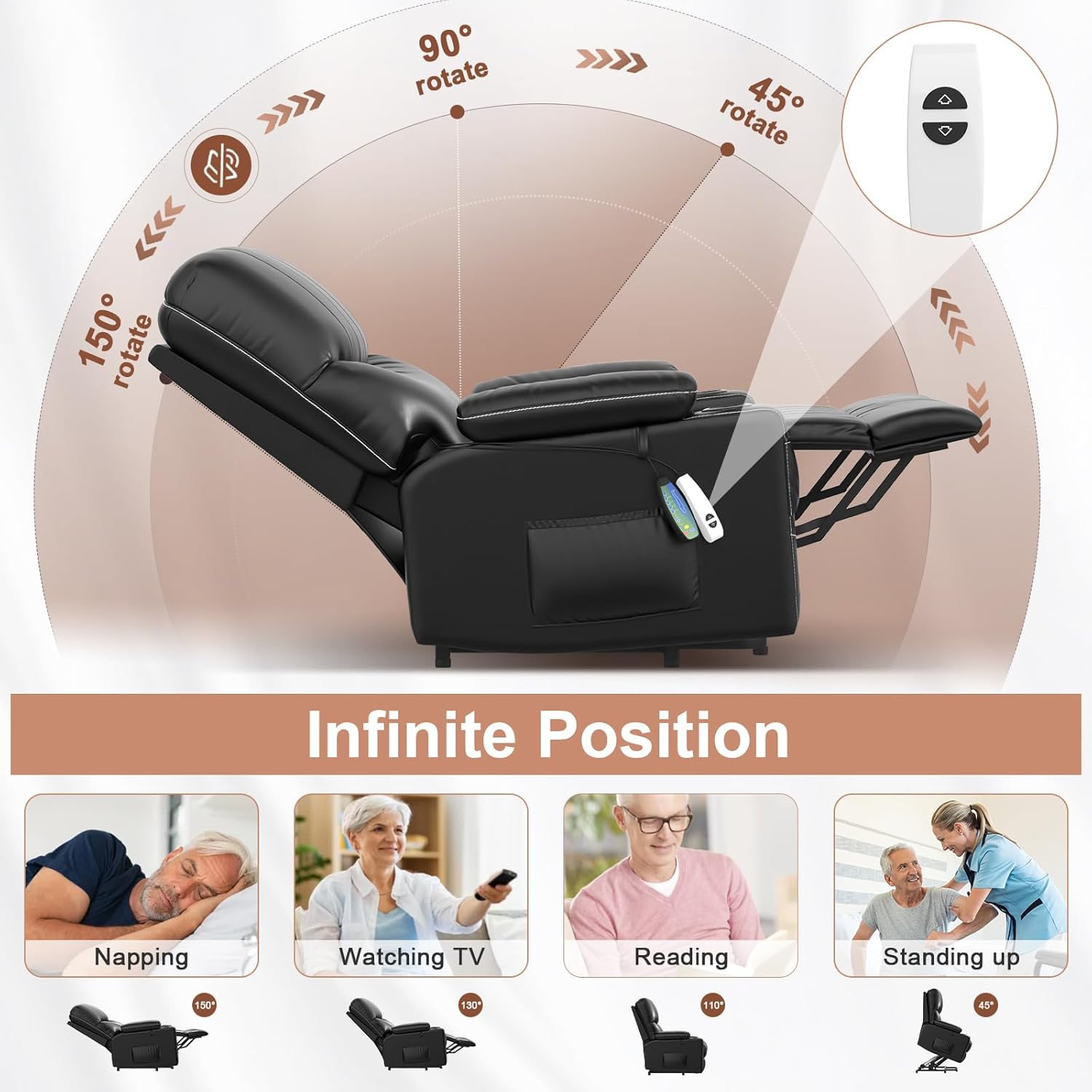 Oversized Power Lift Recliner Chair with Heat and Massage B344363