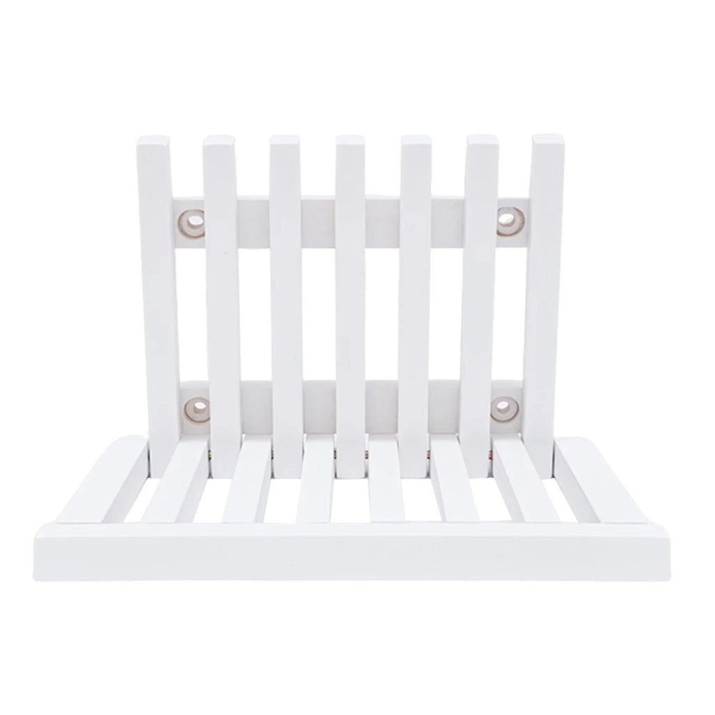 White Rubber Wood Wall Mounted Folding Stool Bench K908