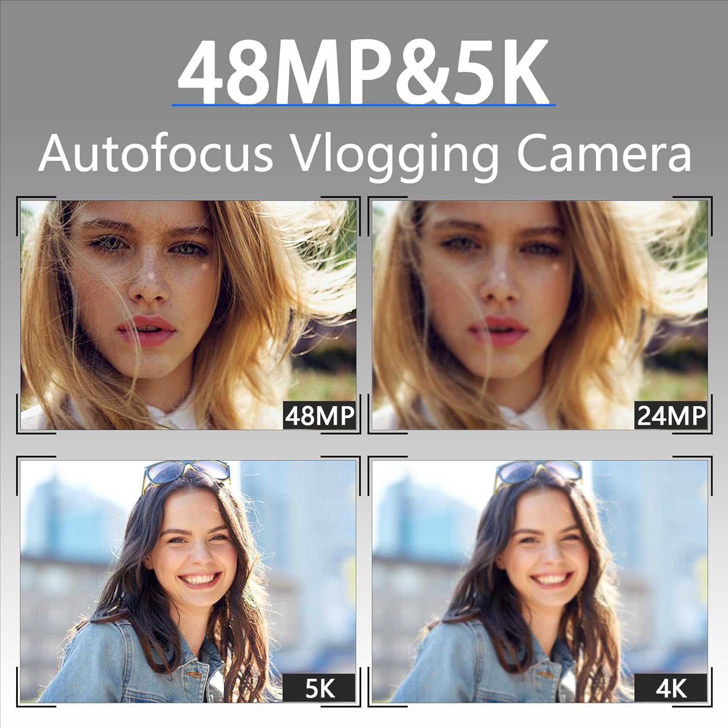 5K 48MP Autofocus Vlogging Camera with 32GB TF Card & 2 Batteries N96322