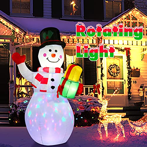 5ft Inflatable Snowman with Built-in Rotating LED Lights F3462